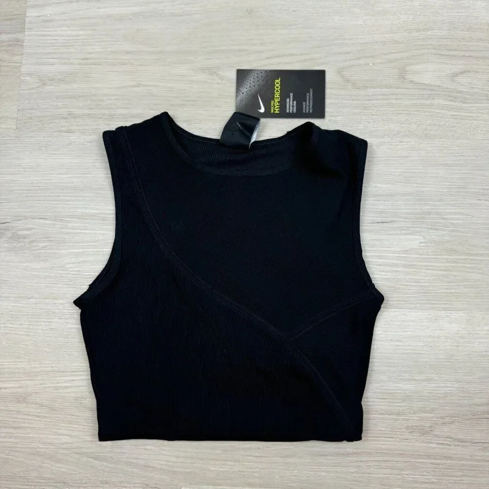 Nike Pro Hypercool Performance Cropped Top Womens Small Black CN9841 010 NEW